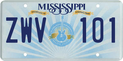 MS license plate ZWV101