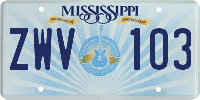MS license plate ZWV103