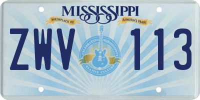 MS license plate ZWV113