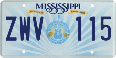 MS license plate ZWV115