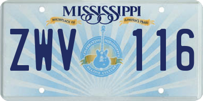 MS license plate ZWV116