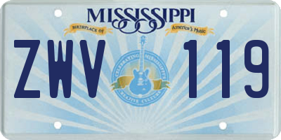 MS license plate ZWV119