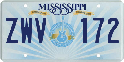 MS license plate ZWV172