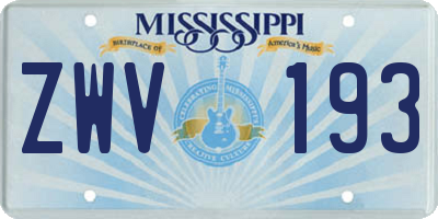 MS license plate ZWV193