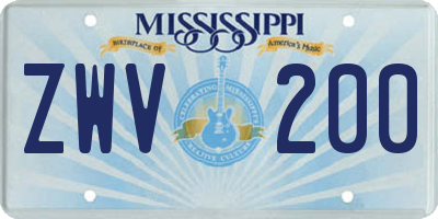 MS license plate ZWV200