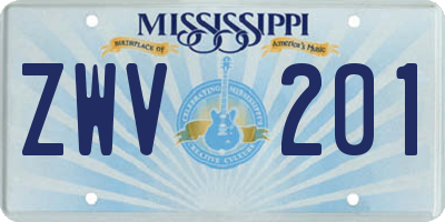 MS license plate ZWV201