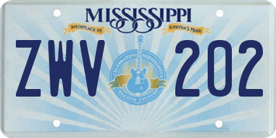 MS license plate ZWV202