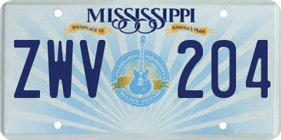 MS license plate ZWV204
