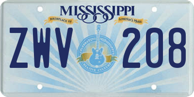 MS license plate ZWV208