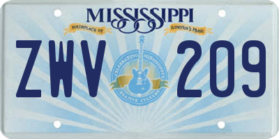 MS license plate ZWV209