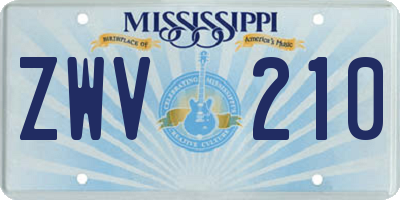 MS license plate ZWV210