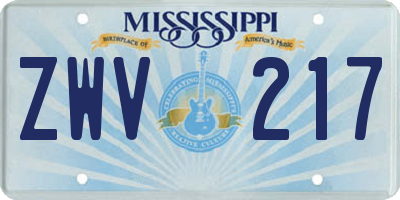 MS license plate ZWV217