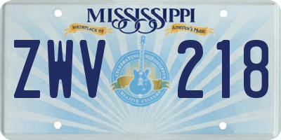 MS license plate ZWV218