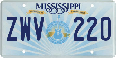 MS license plate ZWV220