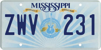 MS license plate ZWV231