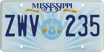 MS license plate ZWV235