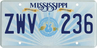 MS license plate ZWV236
