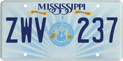 MS license plate ZWV237