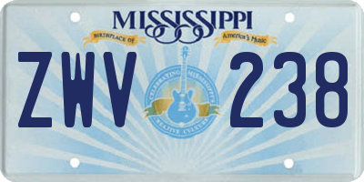 MS license plate ZWV238
