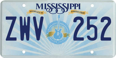 MS license plate ZWV252