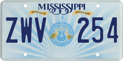 MS license plate ZWV254