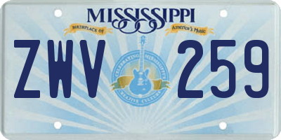 MS license plate ZWV259
