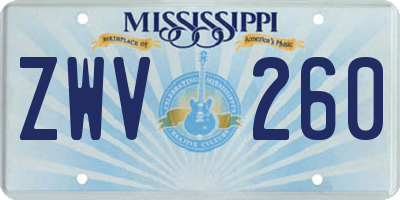 MS license plate ZWV260
