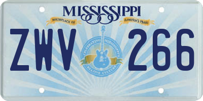 MS license plate ZWV266
