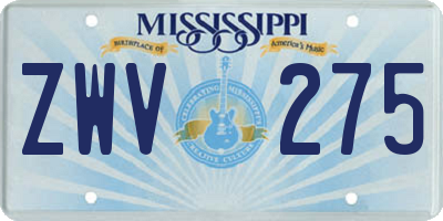 MS license plate ZWV275