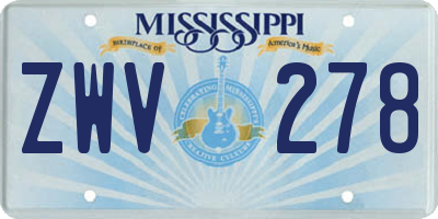 MS license plate ZWV278