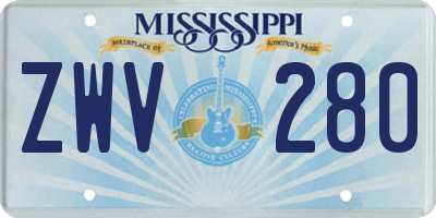 MS license plate ZWV280