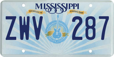 MS license plate ZWV287