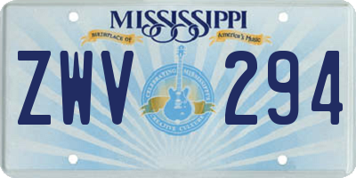 MS license plate ZWV294