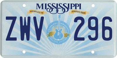 MS license plate ZWV296