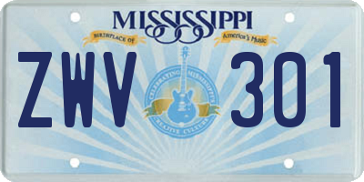 MS license plate ZWV301
