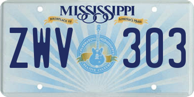 MS license plate ZWV303