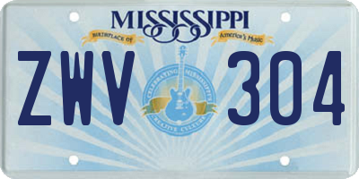 MS license plate ZWV304