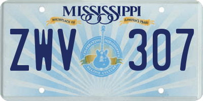 MS license plate ZWV307