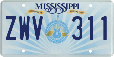 MS license plate ZWV311