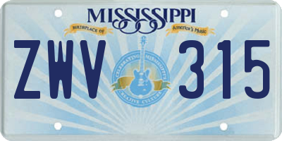 MS license plate ZWV315