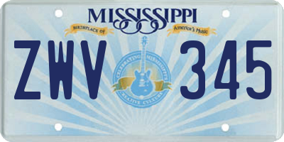 MS license plate ZWV345