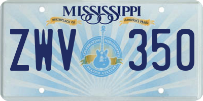 MS license plate ZWV350
