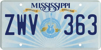 MS license plate ZWV363
