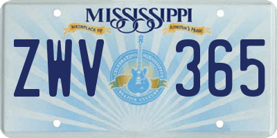 MS license plate ZWV365