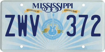 MS license plate ZWV372