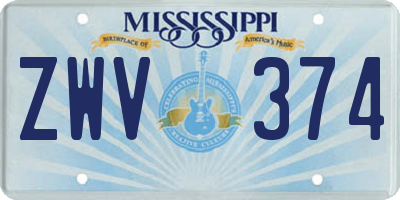 MS license plate ZWV374