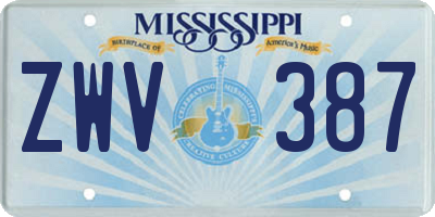 MS license plate ZWV387