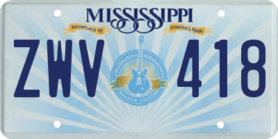 MS license plate ZWV418