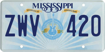 MS license plate ZWV420