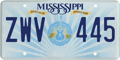 MS license plate ZWV445